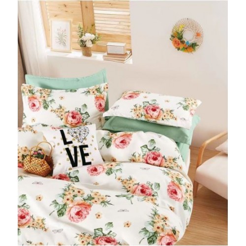 Lenjerie de pat dublu Din Finet, 6 piese, Pentru pat de 2 persoane, 230x245cm, BN-15