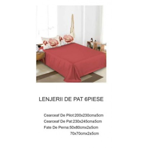 Lenjerie de pat dublu Din Finet, 6 piese, Pentru pat de 2 persoane, 230x245cm, BN-37