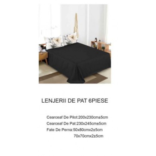 Lenjerie de pat dublu Din Finet, 6 piese, Pentru pat de 2 persoane, 230x245cm, BN-38