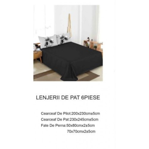 Lenjerie de pat dublu Din Finet, 6 piese, Pentru pat de 2 persoane, 230x245cm, BN-41