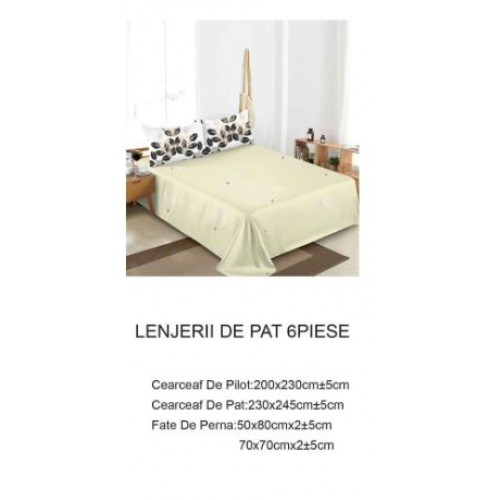 Lenjerie de pat dublu Din Finet, 6 piese, Pentru pat de 2 persoane, 230x245cm, BN-48