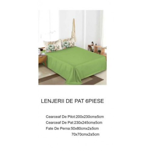 Lenjerie de pat dublu Din Finet, 6 piese, Pentru pat de 2 persoane, 230x245cm, BN-49