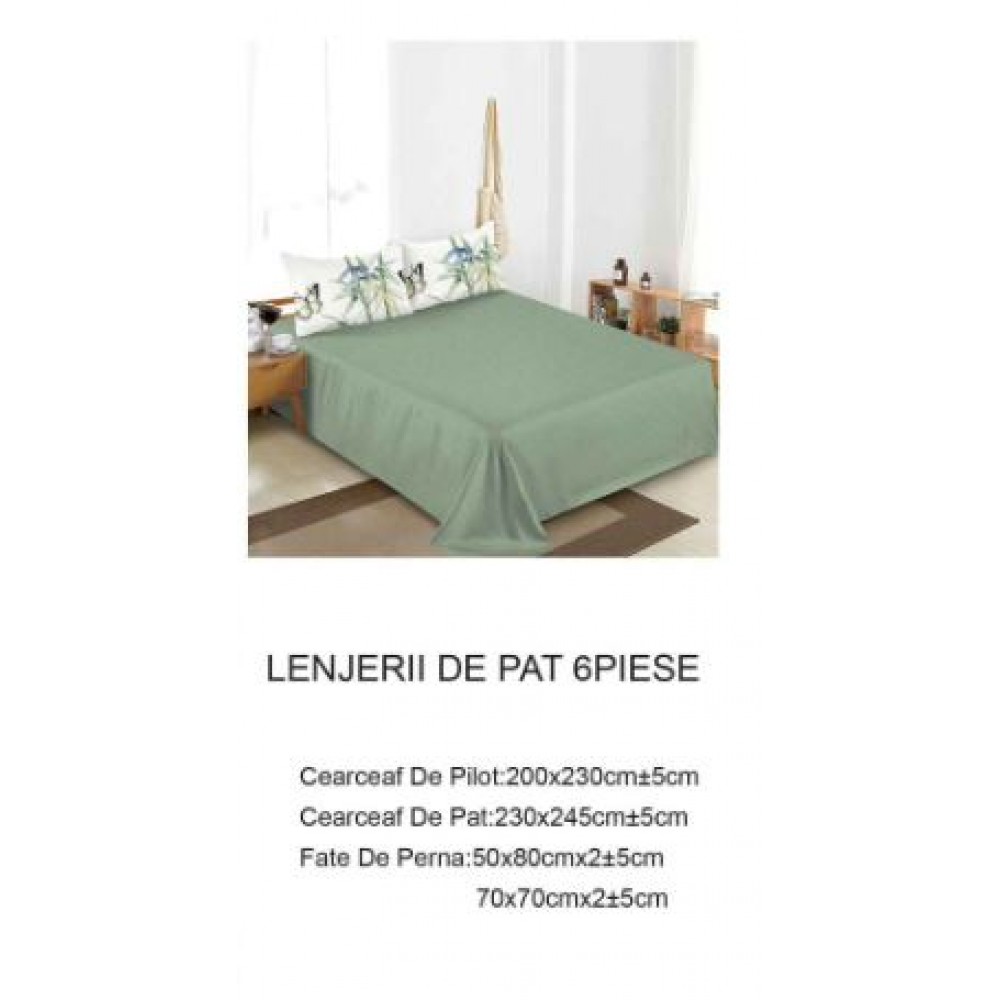 Lenjerie de pat dublu Din Finet, 6 piese, Pentru pat de 2 persoane, 230x245cm, BN-50
