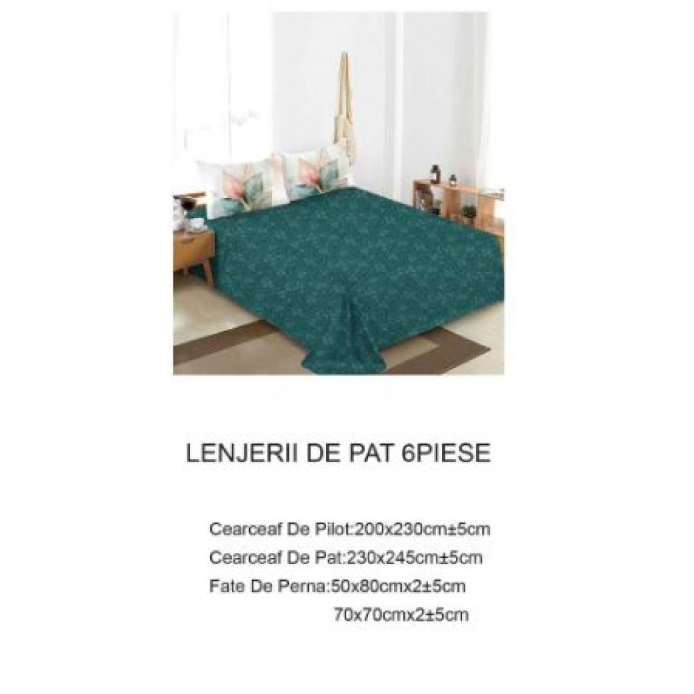 Lenjerie de pat dublu Din Finet, 6 piese, Pentru pat de 2 persoane, 230x245cm, BN-57
