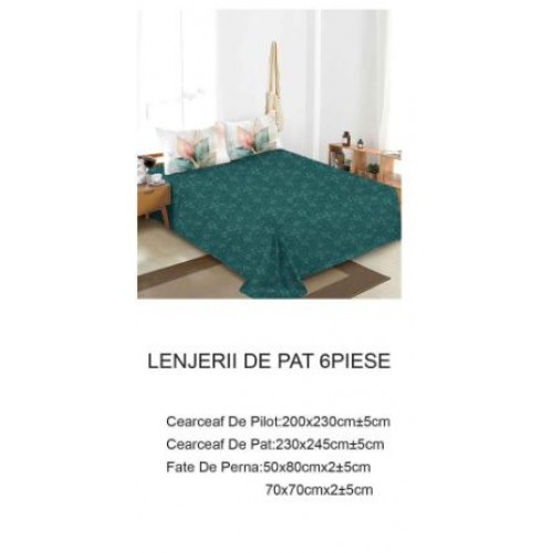 Lenjerie de pat dublu Din Finet, 6 piese, Pentru pat de 2 persoane, 230x245cm, BN-57