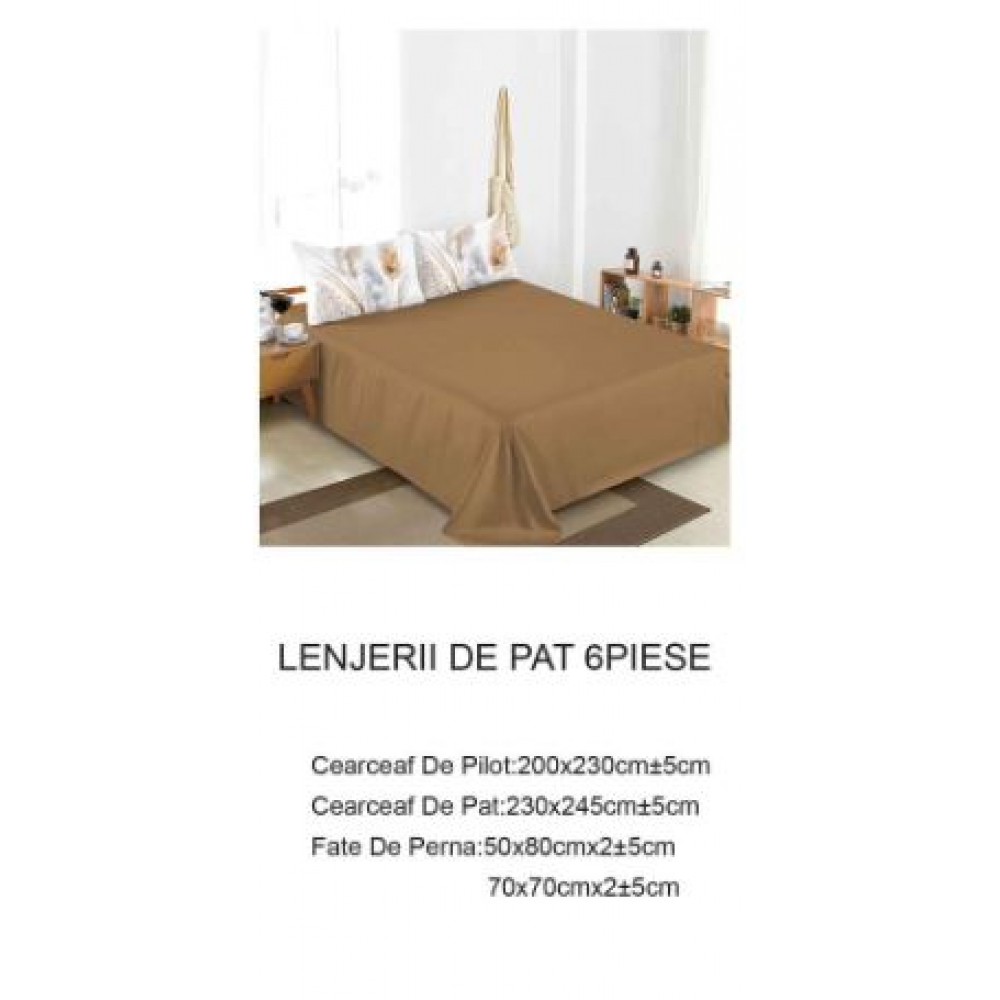 Lenjerie de pat dublu Din Finet, 6 piese, Pentru pat de 2 persoane, 230x245cm, BN-60