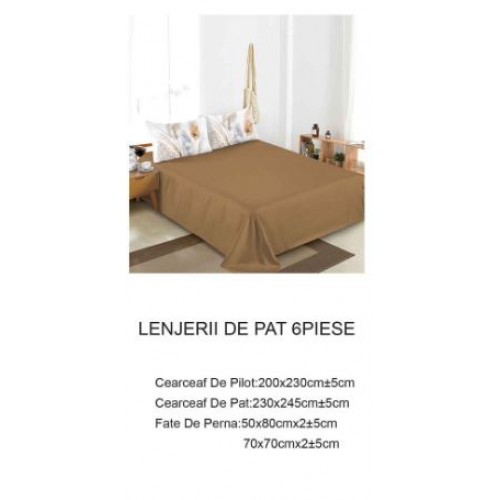 Lenjerie de pat dublu Din Finet, 6 piese, Pentru pat de 2 persoane, 230x245cm, BN-60