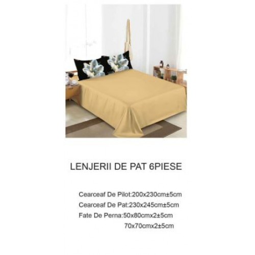 Lenjerie de pat dublu Din Finet, 6 piese, Pentru pat de 2 persoane, 230x245cm, BN-61
