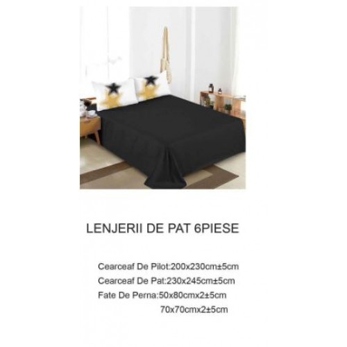 Lenjerie de pat dublu Din Finet, 6 piese, Pentru pat de 2 persoane, 230x245cm, BN-62