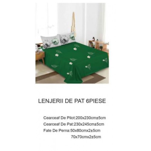 Lenjerie de pat dublu Din Finet, 6 piese, Pentru pat de 2 persoane, 230x245cm, BN-65