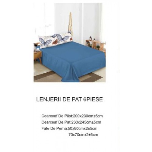 Lenjerie de pat dublu Din Finet, 6 piese, Pentru pat de 2 persoane, 230x245cm, BN-68
