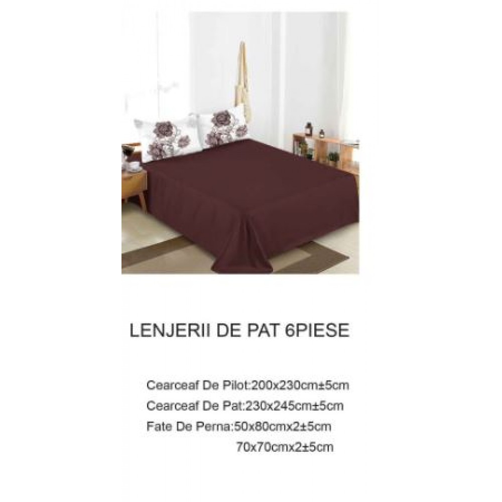 Lenjerie de pat dublu Din Finet, 6 piese, Pentru pat de 2 persoane, 230x245cm, BN-74