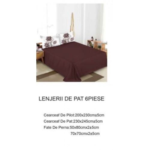 Lenjerie de pat dublu Din Finet, 6 piese, Pentru pat de 2 persoane, 230x245cm, BN-74