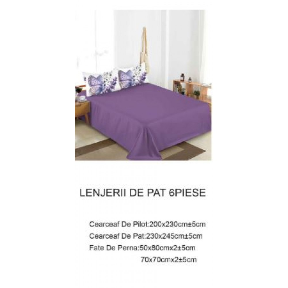 Lenjerie de pat dublu Din Finet, 6 piese, Pentru pat de 2 persoane, 230x245cm, BN-75