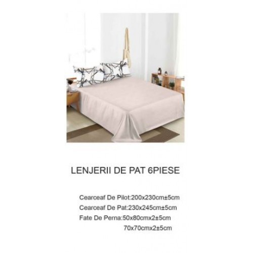 Lenjerie de pat dublu Din Finet, 6 piese, Pentru pat de 2 persoane, 230x245cm, BN-77