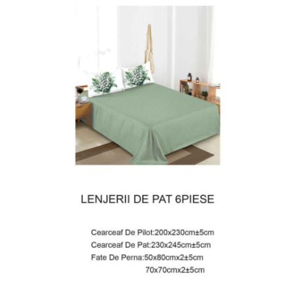 Lenjerie de pat dublu Din Finet, 6 piese, Pentru pat de 2 persoane, 230x245cm, BN-79