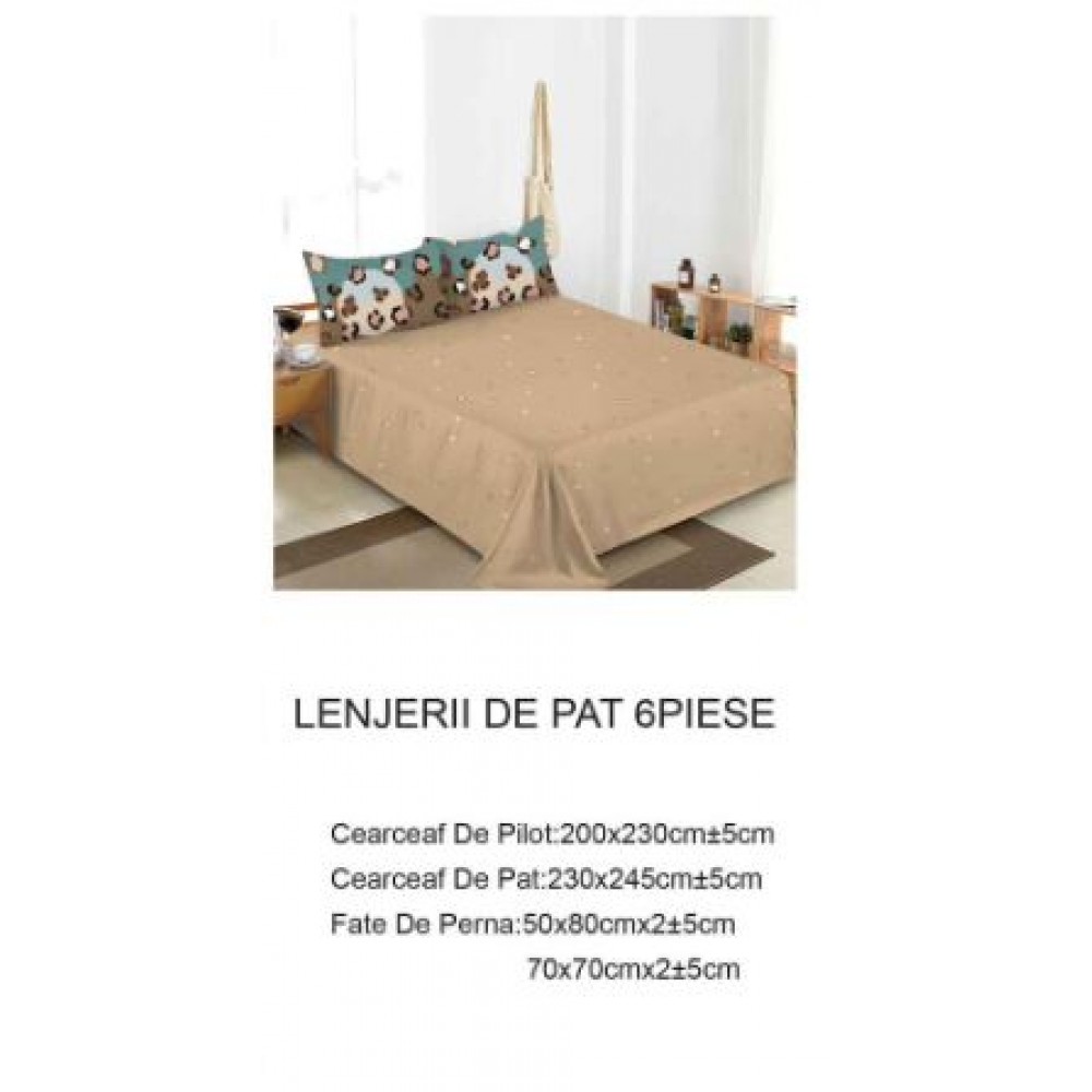 Lenjerie de pat dublu Din Finet, 6 piese, Pentru pat de 2 persoane, 230x245cm, BN-82
