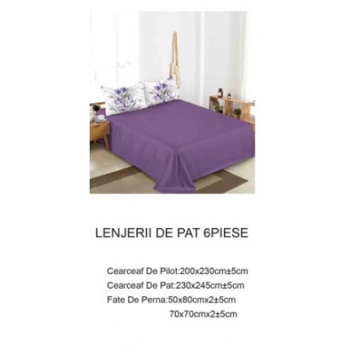 Lenjerie de pat dublu Din Finet, 6 piese, Pentru pat de 2 persoane, 230x245cm, BN-83