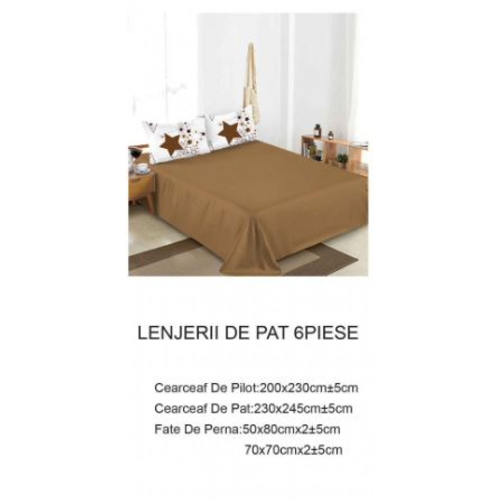 Lenjerie de pat dublu Din Finet, 6 piese, Pentru pat de 2 persoane, 230x245cm, BN-84