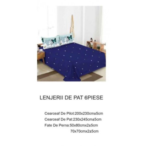 Lenjerie de pat dublu Din Finet, 6 piese, Pentru pat de 2 persoane, 230x245cm, BN-87