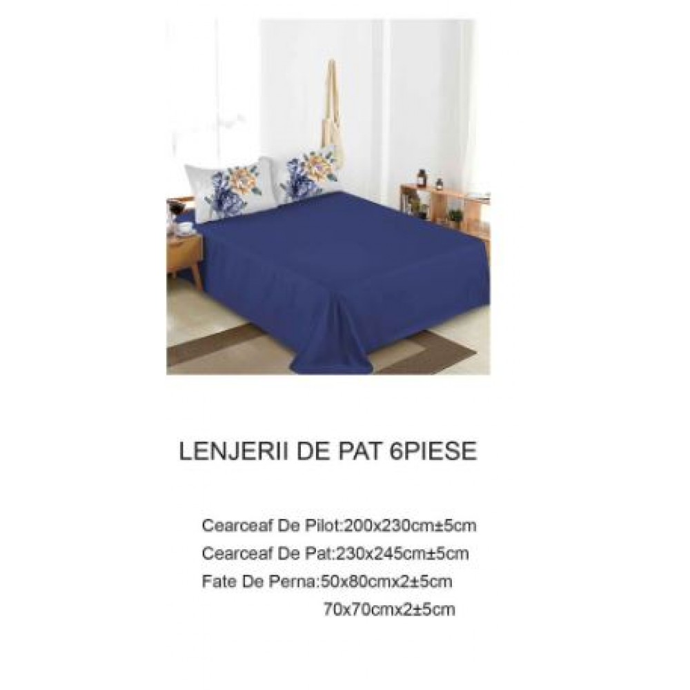 Lenjerie de pat dublu Din Finet, 6 piese, Pentru pat de 2 persoane, 230x245cm, BN-96