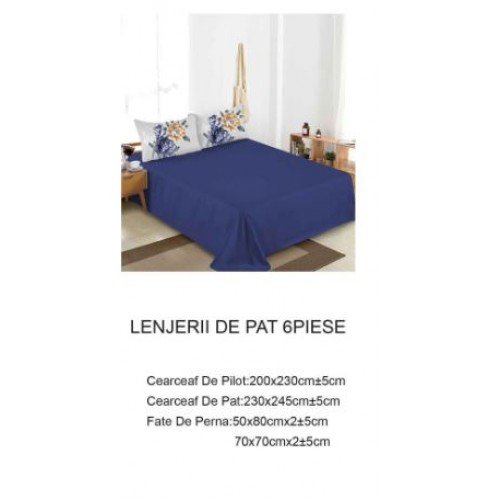 Lenjerie de pat dublu Din Finet, 6 piese, Pentru pat de 2 persoane, 230x245cm, BN-96