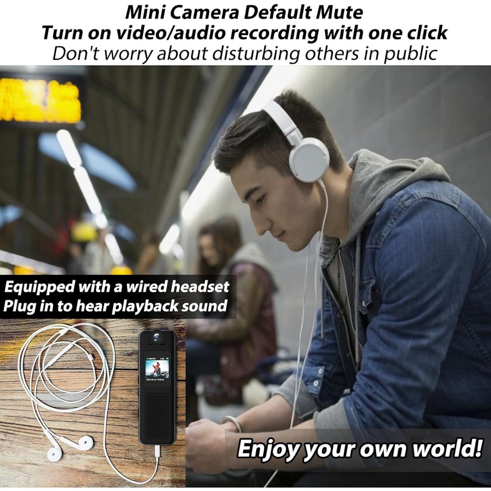 Mini cameră de corp 64GB cu audio și video, clemă magnetică pentru șnur, vedere nocturnă,  purtabilă pentru ciclism, aplicarea legii, securitate, călătorie
