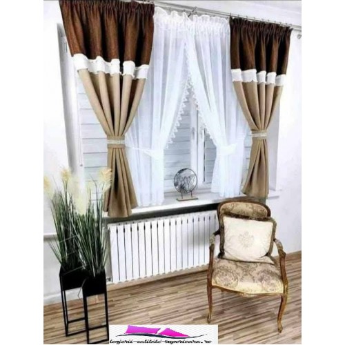 Set unic de perdele Plus draperii decorative pentru sufragerie dormitor, 4 Metri Pe 160cm, PRD-8