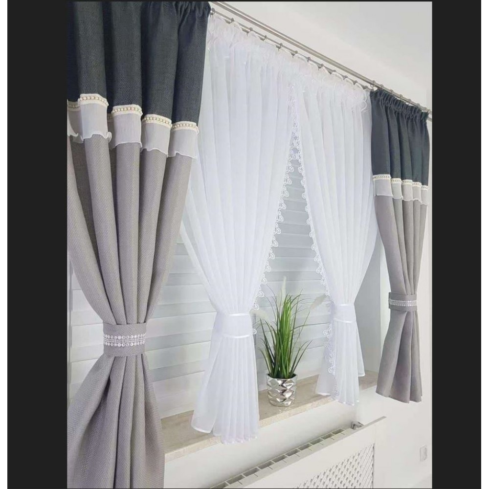 Set unic de perdele Plus draperii decorative pentru sufragerie dormitor, 4 Metri Pe 160cm, PRD-13
