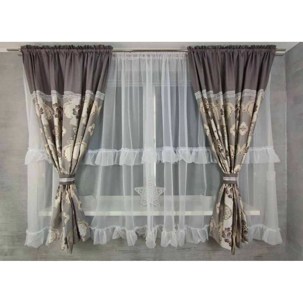 Set unic de perdele Plus draperii decorative pentru sufragerie dormitor, 4 Metri Pe 160cm, PRD-25