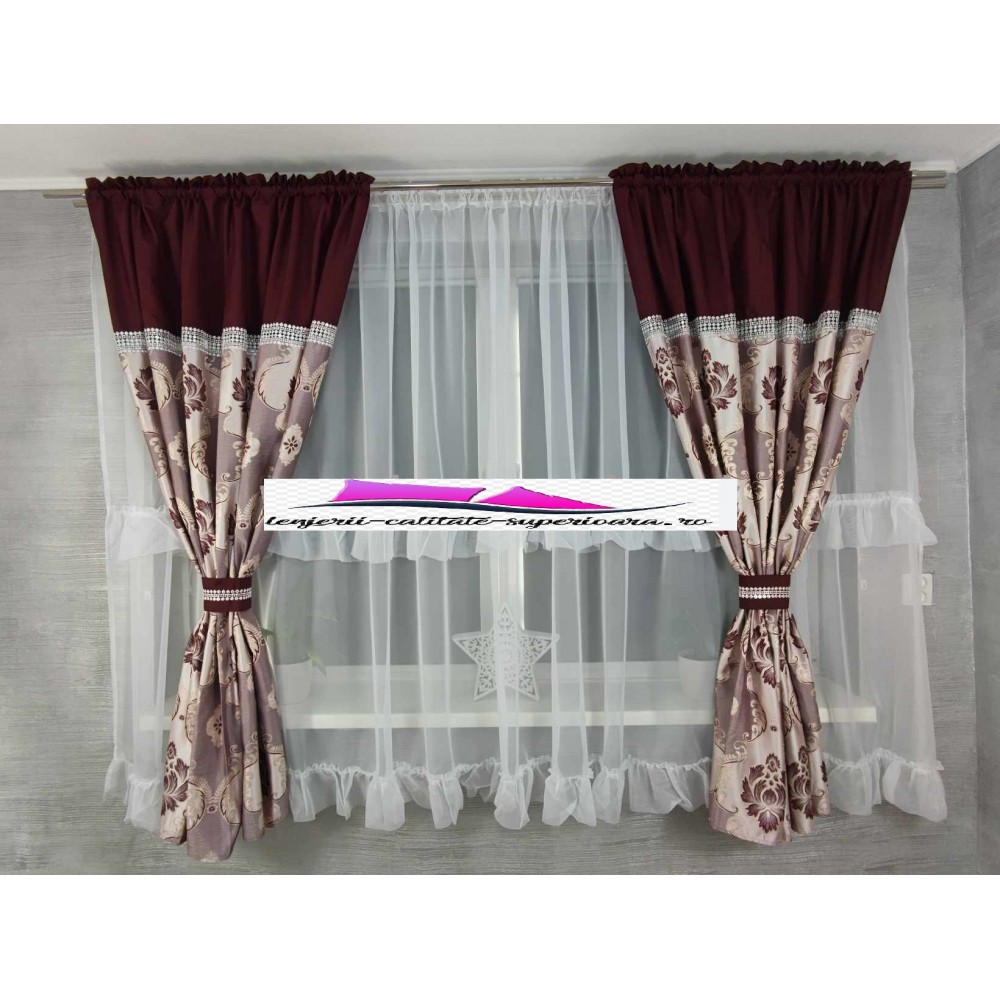 Set unic de perdele Plus draperii decorative pentru sufragerie dormitor, 4 Metri Pe 160cm, PRD-27