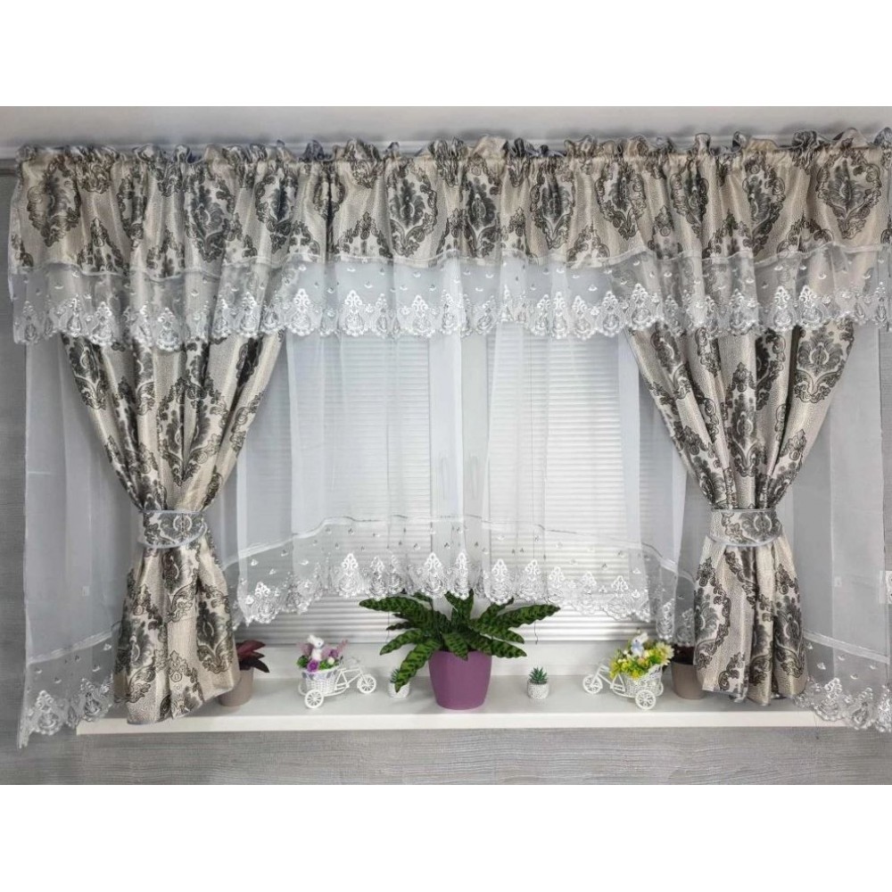 Set unic de perdele Plus draperii decorative pentru sufragerie dormitor, 4 Metri Pe 160cm, PRD-34