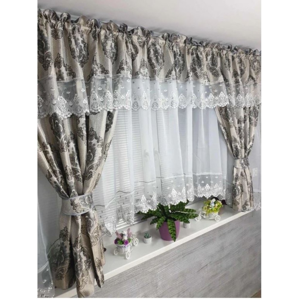 Set unic de perdele Plus draperii decorative pentru sufragerie dormitor, 4 Metri Pe 160cm, PRD-34