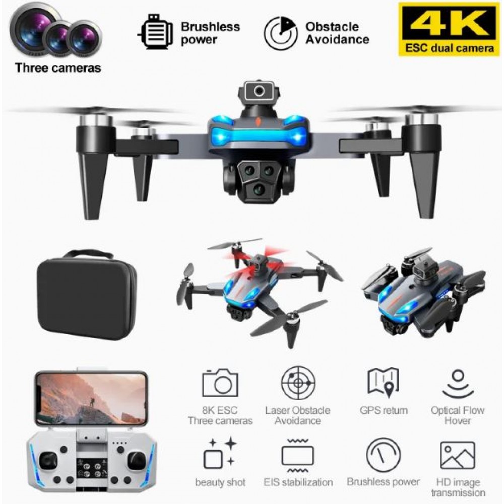 Dronă cu motor fără perii K911 Se cu 3 camere pentru evitarea obstacolelor Quadcopter GPS pliabil cu 1 baterie - mufă UE