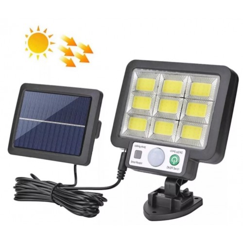 Lampă solară divizată COB Iluminat exterior de perete de grădină ,LED 216 Senzor de mișcare cu panou solar LED