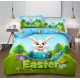 Lenjerie De Pat 4 piese, De Paste, Din Bumbac Finet, Pat 2 Persoane Cu Oua Si Iepurasi, 230x250cm, EF-27