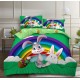 Lenjerie De Pat 4 piese, De Paste, Din Bumbac Finet, Pat 2 Persoane Cu iepurasi si oua, 230x250cm, EF-29