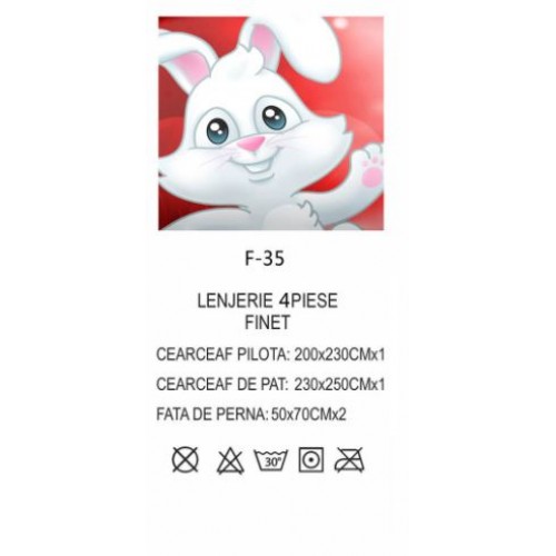 Lenjerie De Pat 4 piese, De Paste, Din Bumbac Finet, Pat 2 Persoane Cu Oua Si Iepurasi, 230x250cm, EF-35