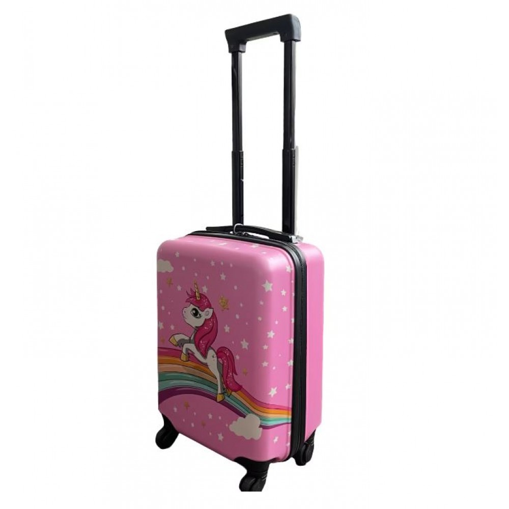 Set 2 bucati, Troler cabina copii si Rucsac copii 47/37 cm, model Unicorn and Stars, TR-1