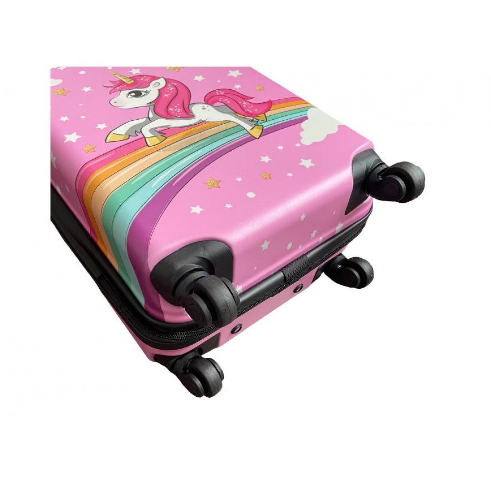 Set 2 bucati, Troler cabina copii si Rucsac copii 47/37 cm, model Unicorn and Stars, TR-1