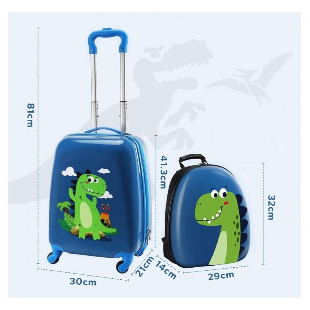Set 2 bucati, Troler cabina copii si Rucsac copii 47/37 cm, model Dinozaur , TR-4