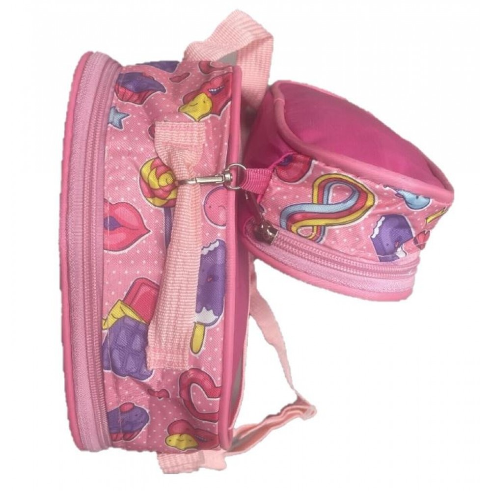 Set Ghiozdan, Geanta pentru Pranz si Penar, Roz, Model cu Fluturi, DNZ2