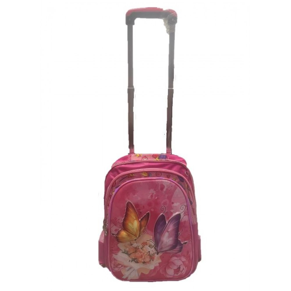 Set Ghiozdan, Geanta pentru Pranz si Penar, Roz, Model cu Fluturi, DNZ2