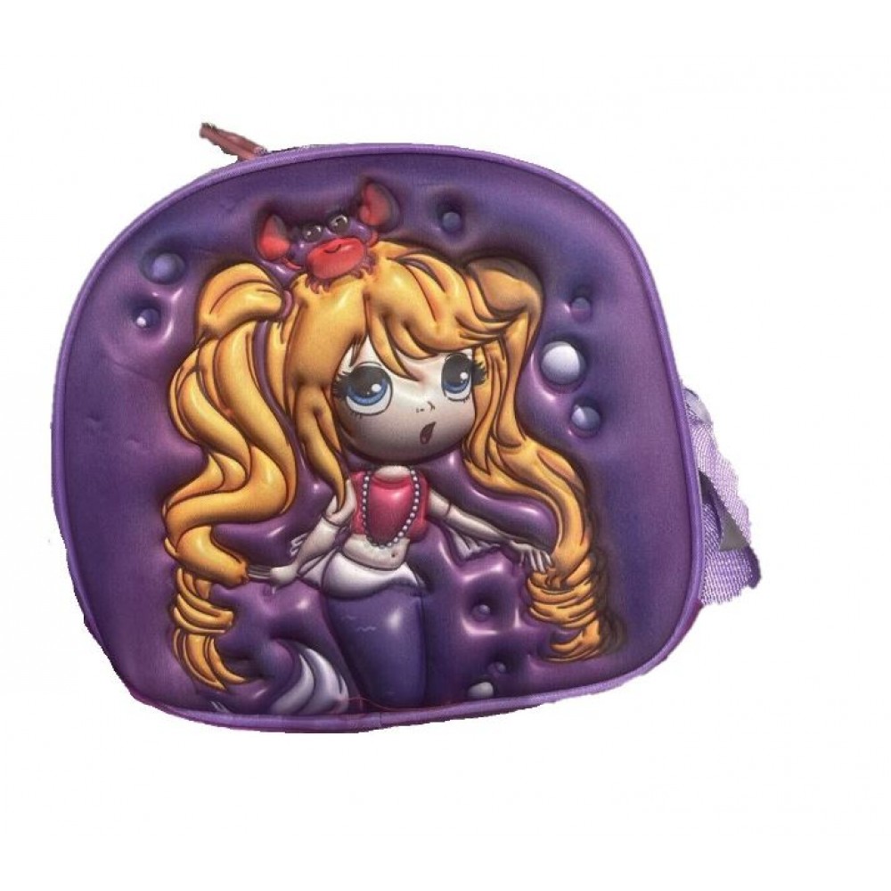 Set Ghiozdan, Geanta pentru Pranz si Penar, Mov, Model Sirena, DNZ3