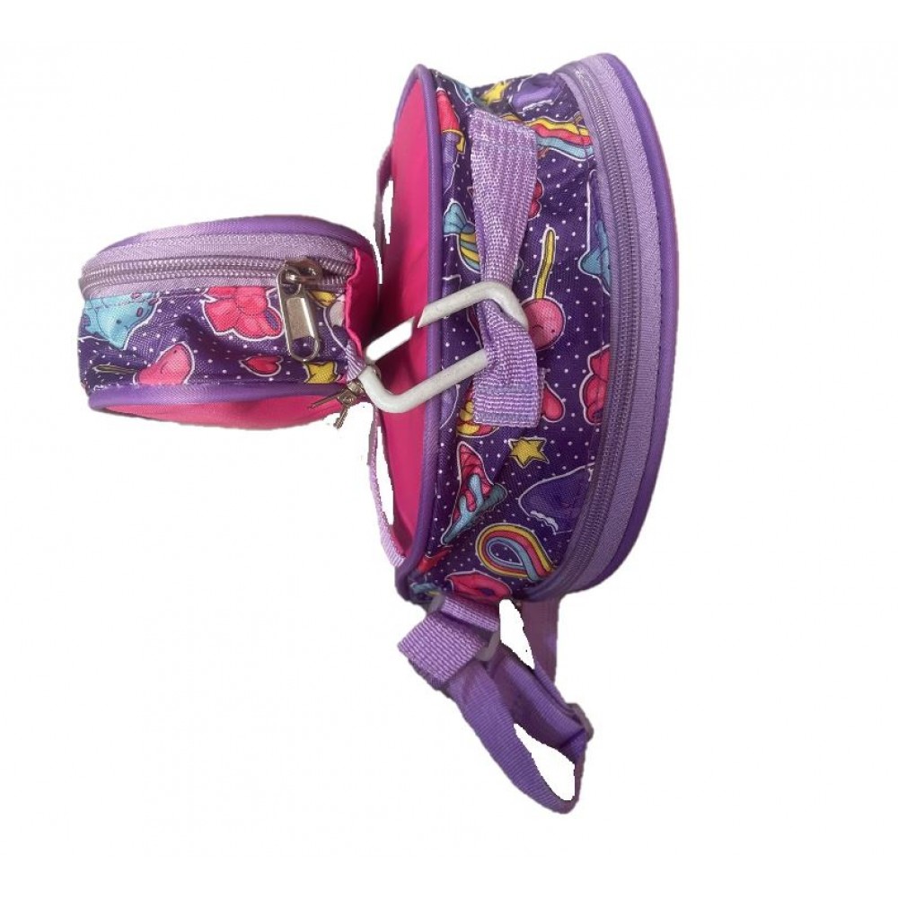 Set Ghiozdan Troler rezistent, cu luminite, Roti din silicon 41x30x18 cm, cu geanta si penar, Roz, Model Unicorn, DNZ7