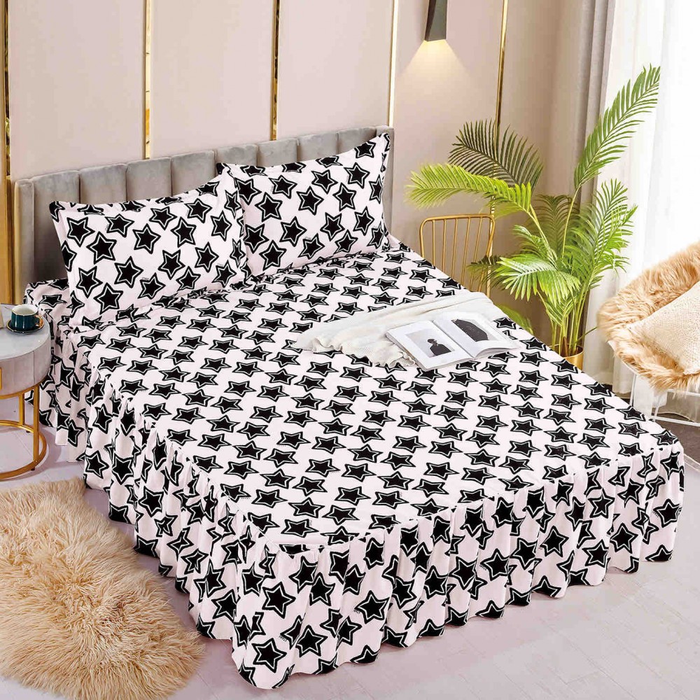 Husa de pat dublu, cu volanase, 3 piese, 2 persoane, Finet, 250x270cm-JO-05