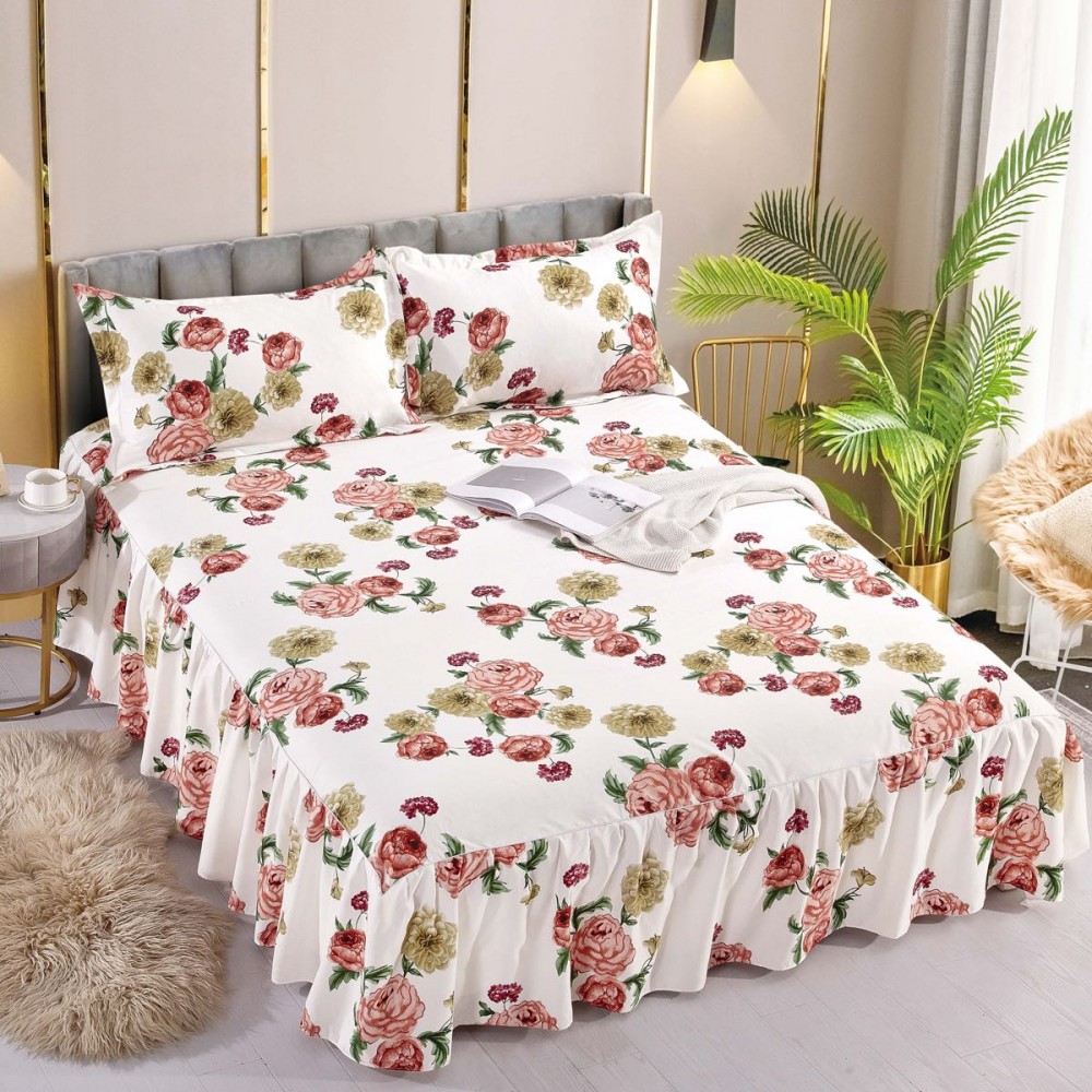 Husa de pat dublu, cu volanase, 3 piese, 2 persoane, Finet,250x270cm-JO-12