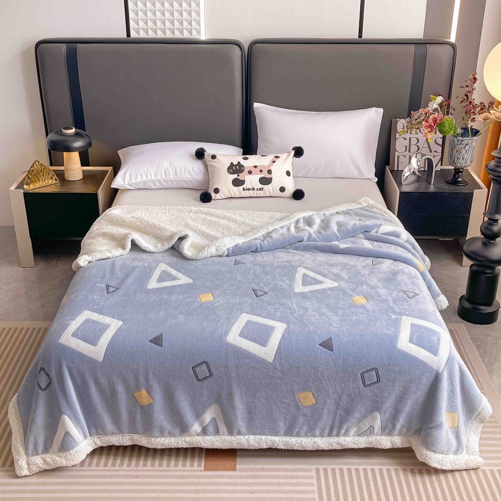 Patura Cocolino Groasa Dubla, Super Soft, cu Blanita, Pufoasa, 200 x 230 cm, Multicolor, JFP-3