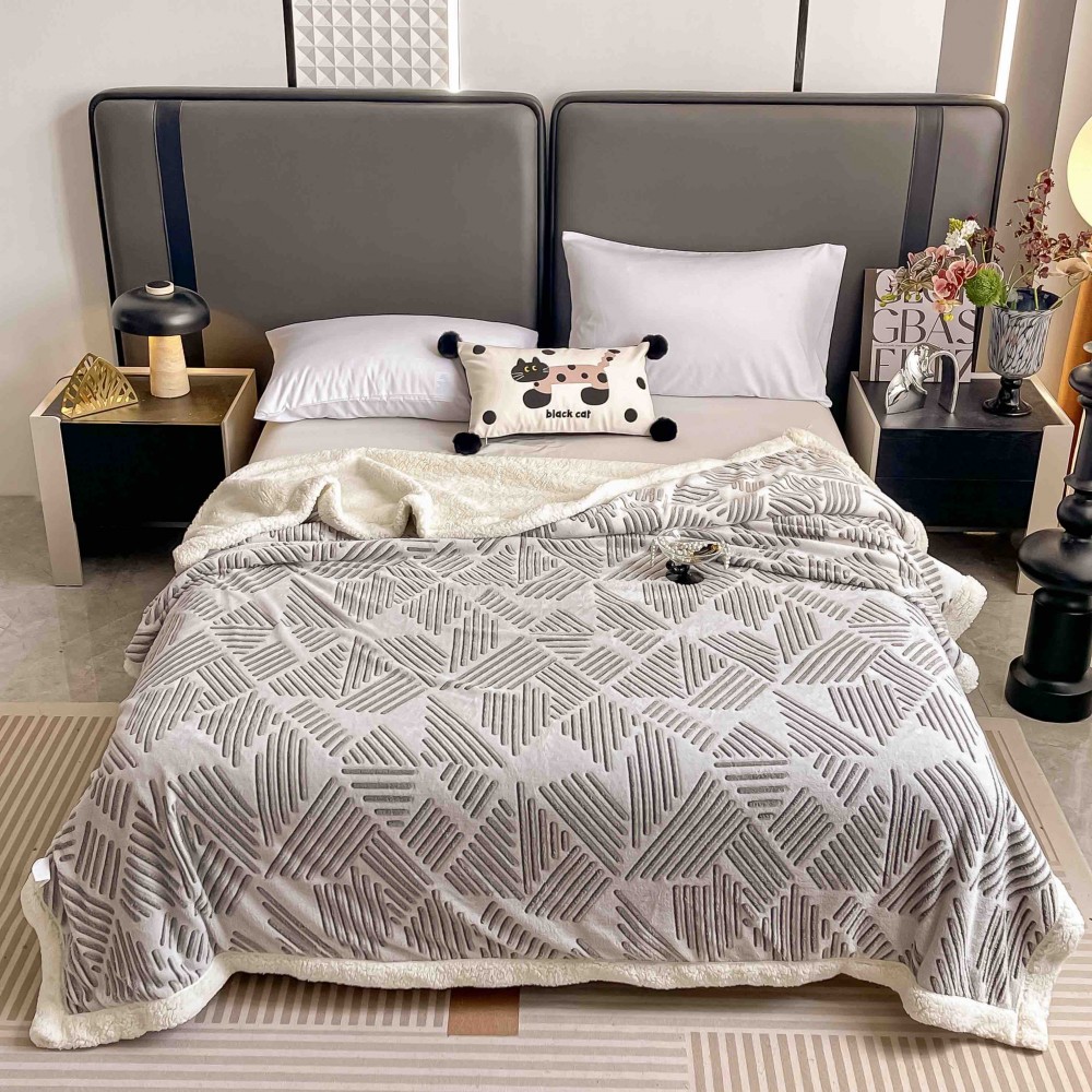 Patura Cocolino Groasa Dubla, Super Soft, cu Blanita, Pufoasa, 200 x 230 cm, Multicolor, JFP-4