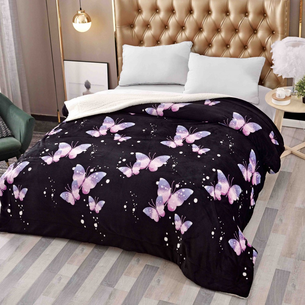 Patura Cocolino Groasa Dubla, Super Soft, cu Blanita, Pufoasa, 200 x 230 cm, Multicolor, JFP-6